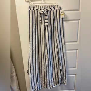 NWT BECCA Blue and white striped beach pants/coverup. Size M.